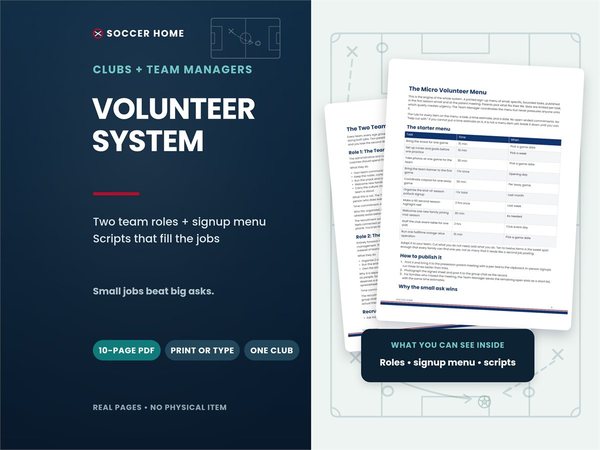 Cover image for the Volunteer System from Soccer Home