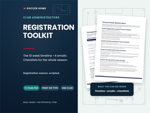 Cover image for the Registration Season Toolkit from Soccer Home